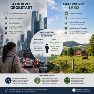 Leben in der Großstadt versus auf dem Land – Unterschiede bei Mineralstoffen und Schadstoffen